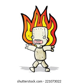 robot de dibujos animados en llamas