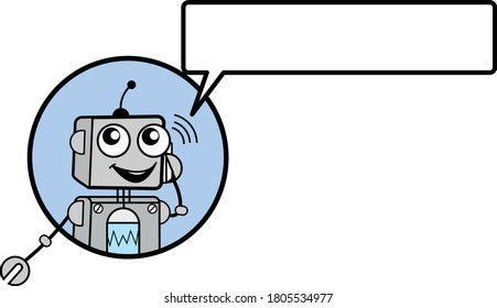 Cartoon-Roboter auf dem Handy-Vektorgrafik-Design