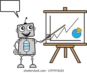 Cartoon Robot with Presentation Baord Character Design Illustration