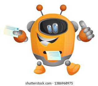 Cartoon robot as a printer illustration vector on white background