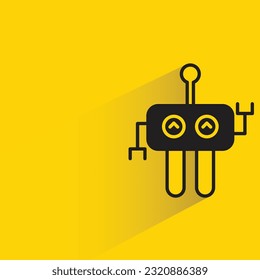 cartoon robot with shadow on yellow background