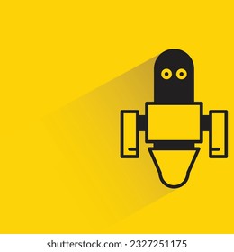 cartoon robot with shadow on yellow background