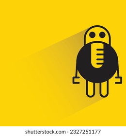 cartoon robot with shadow on yellow background