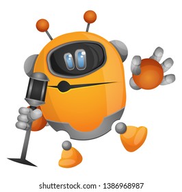 Cartoon-Roboter, singende Vektorgrafik auf weißem Hintergrund