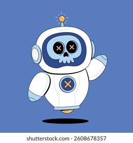 Cartoon robot with skull face