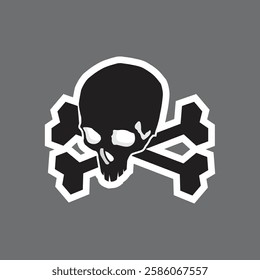 Cartoon robot skull machine head crossbones icon vector illustration template