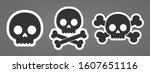 Cartoon robot skulls machine head crossbones icons vector illustration