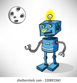 Cartoon robot in space