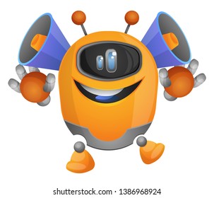 Cartoon robot with speakers on the head illustration vector on white background