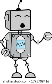 Caricatura Robot Speaking Vector Caracteres Diseño Ilustración