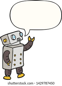 robot de dibujos animados con burbuja de habla