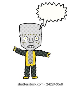 cartoon robot with speech bubble