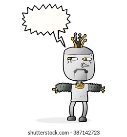 Cartoon-Roboter mit Sprachblase