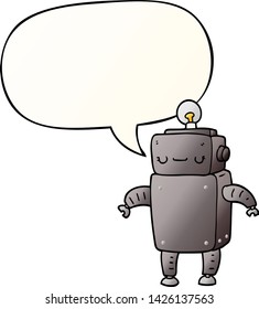 Cartoon-Roboter mit Sprachblase in glattem Farbverlauf-Stil