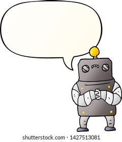 cartoon robot with speech bubble in smooth gradient style