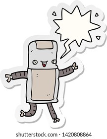 cartoon robot with speech bubble sticker