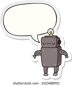 cartoon robot with speech bubble sticker