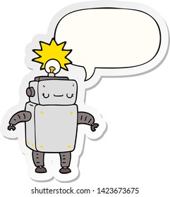 cartoon robot with speech bubble sticker
