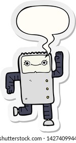 cartoon robot with speech bubble sticker