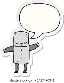 cartoon robot with speech bubble sticker