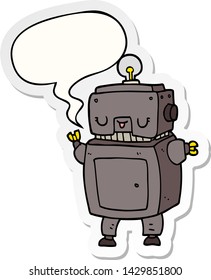 cartoon robot with speech bubble sticker