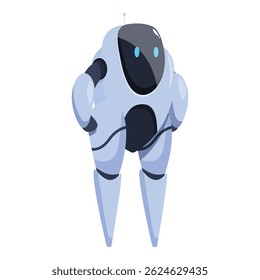 Cartoon robot standing still, waiting for its next command