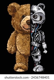 Cartoon Robot Teddy Bear Vector Design for Editorial, Logo, Sticker, and T-Shirt