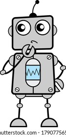 Robot de caricaturas pensando seriamente en el diseño Ilustración