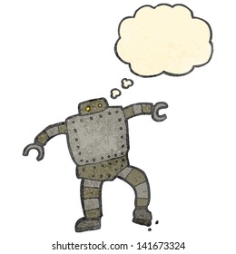 cartoon robot with thought bubble