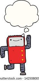 robot de dibujos animados con burbuja de pensamientos