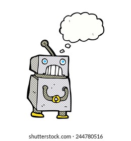 Cartoon-Roboter mit Gedankenblase