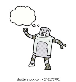 cartoon robot with thought bubble