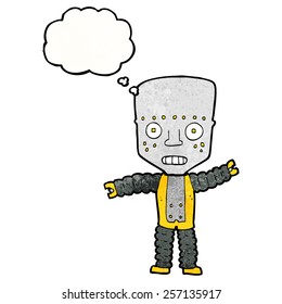 cartoon robot with thought bubble