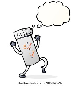 robot de dibujos animados con burbuja de pensamientos