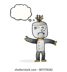 cartoon robot with thought bubble