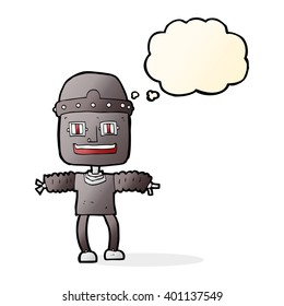 cartoon robot with thought bubble