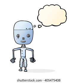 cartoon robot with thought bubble