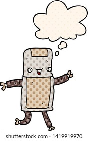 cartoon robot with thought bubble in comic book style