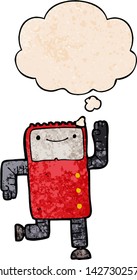 robot de dibujos animados con burbuja de pensamiento en forma de textura gruesa