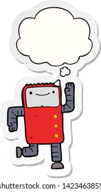 cartoon robot with thought bubble as a printed sticker