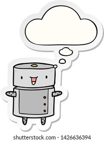 Cartoon-Roboter mit Denkblase als Druckaufkleber