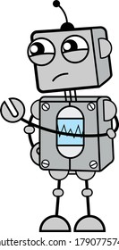 Ilustración del diseño de la ilustración de un robot de dibujos animados que amenaza a un vector