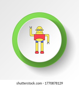 cartoon robot toy colored button icon. Signs and symbols can be used for web, logo, mobile app, UI, UX