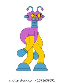 Cartoon Robot toy isolated. Retro plaything Technology cyborg vector illustration
