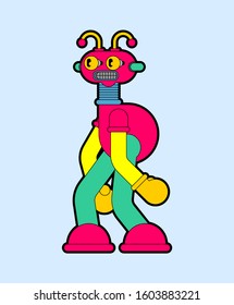 Cartoon Robot toy isolated. Retro plaything Technology cyborg vector illustration