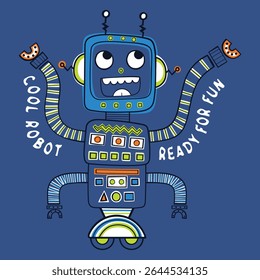 Gráfico de Ilustración vectorial de robot de dibujos animados