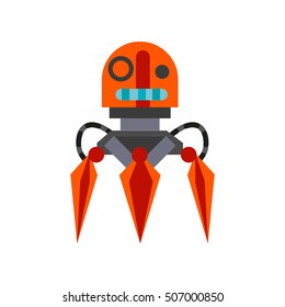 Cartoon robot.  Vector  illustration isolated on white background.