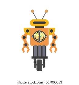 Robot de dibujos animados.  Ilustración vectorial aislada en fondo blanco.