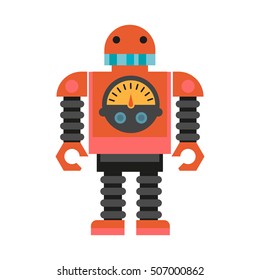 Robot de dibujos animados.  Ilustración vectorial aislada en fondo blanco.