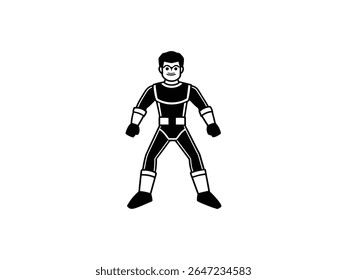 Cartoon robot vector illustration of a strong humanoid cyborg character. 
